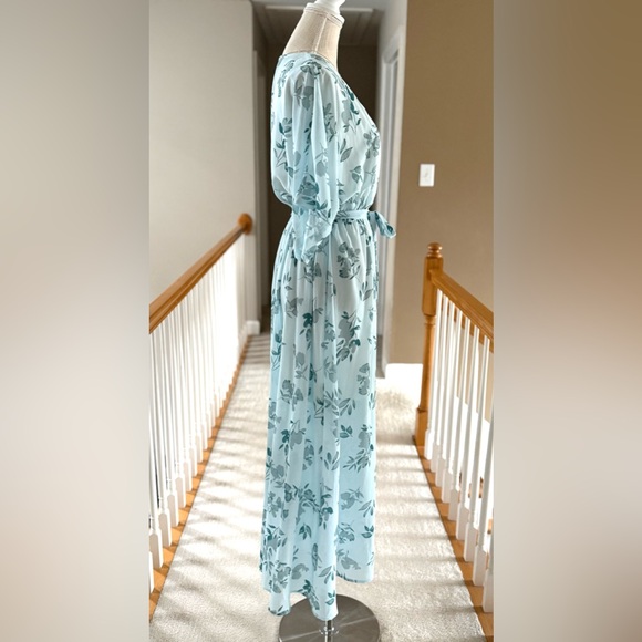 ANRABESS Floral Print Kimono Wrap V-Neck Maxi Dress Size M - Picture 9 of 11